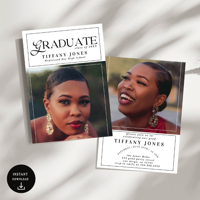 Modern Graduate Magazine Photo Graduation Party Announcement (Creator Uploaded)