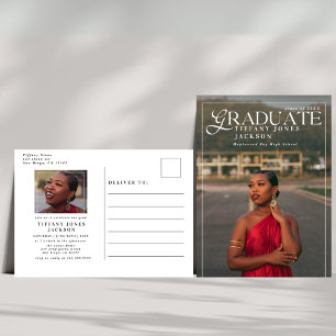 Modern Graduate Magazine Photo Graduation Party Postcard