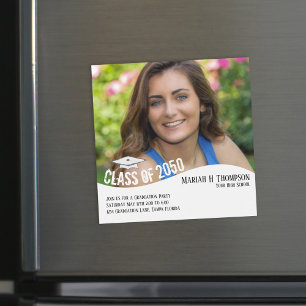 Modern Graduate Minimalist Simple Photo Magnet 