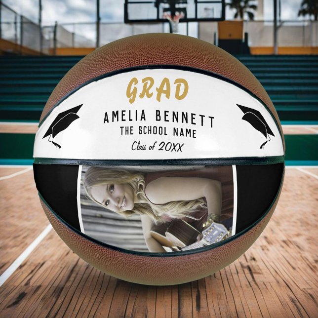 Modern Graduate Name / Grad Graduation Photo Basketball (Creator Uploaded)