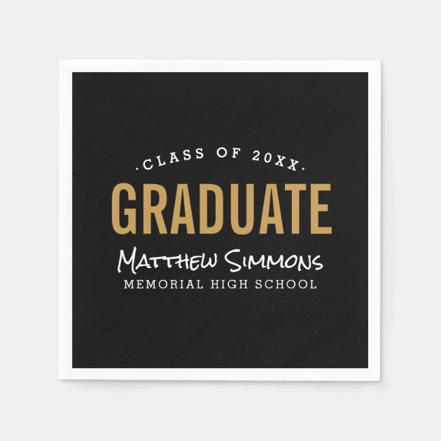 Modern Graduate Personalized Graduation Party Paper Napkin
