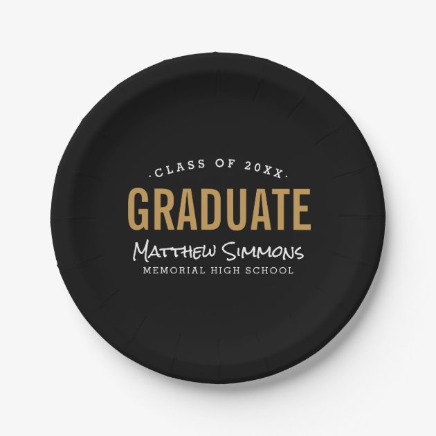 Modern Graduate Personalized Graduation Party Paper Plate