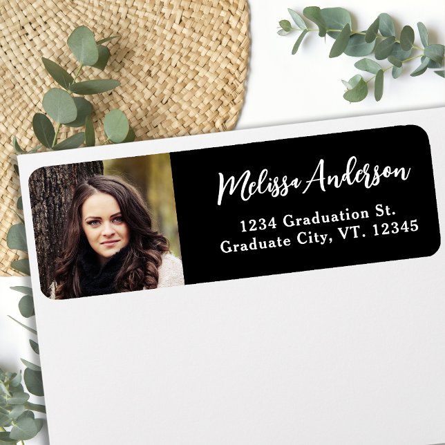 Modern Graduate Personalized Photo Return Address Label (Creator Uploaded)
