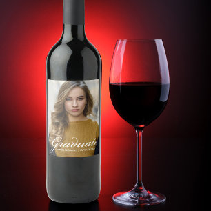 Modern Graduate Photo 2026 Graduation Party Wine Label