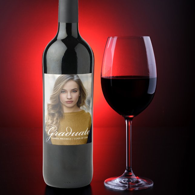 Modern Graduate Photo 2026 Graduation Party Wine Label (Creator Uploaded)