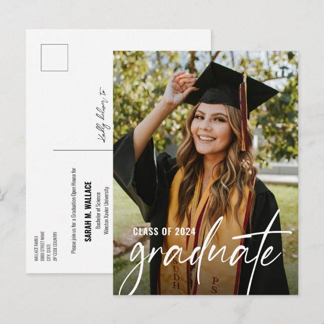 Modern Graduate Photo Bachelor of Science Invite (Front/Back)