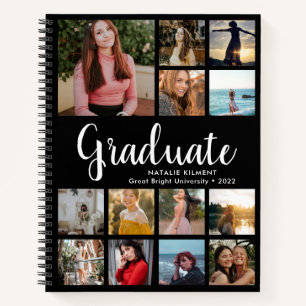Modern Graduate Photo Collage Graduation Black Notebook