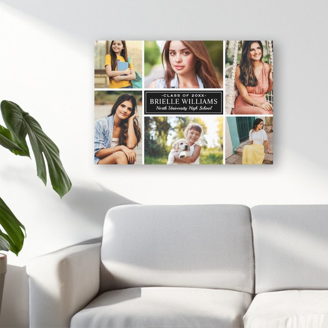 Modern Graduate Photo Collage Keepsake Canvas Print (Creator Uploaded)