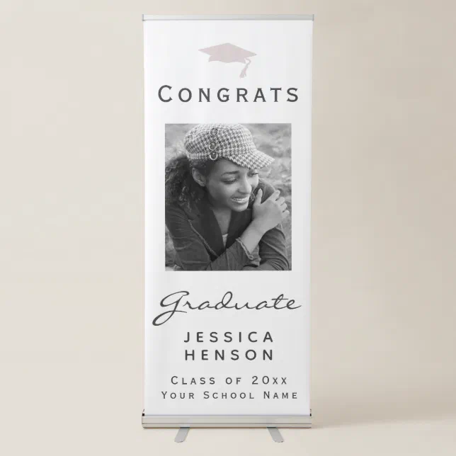 Modern Graduate Photo Congrats Graduation Retractable Banner | Zazzle