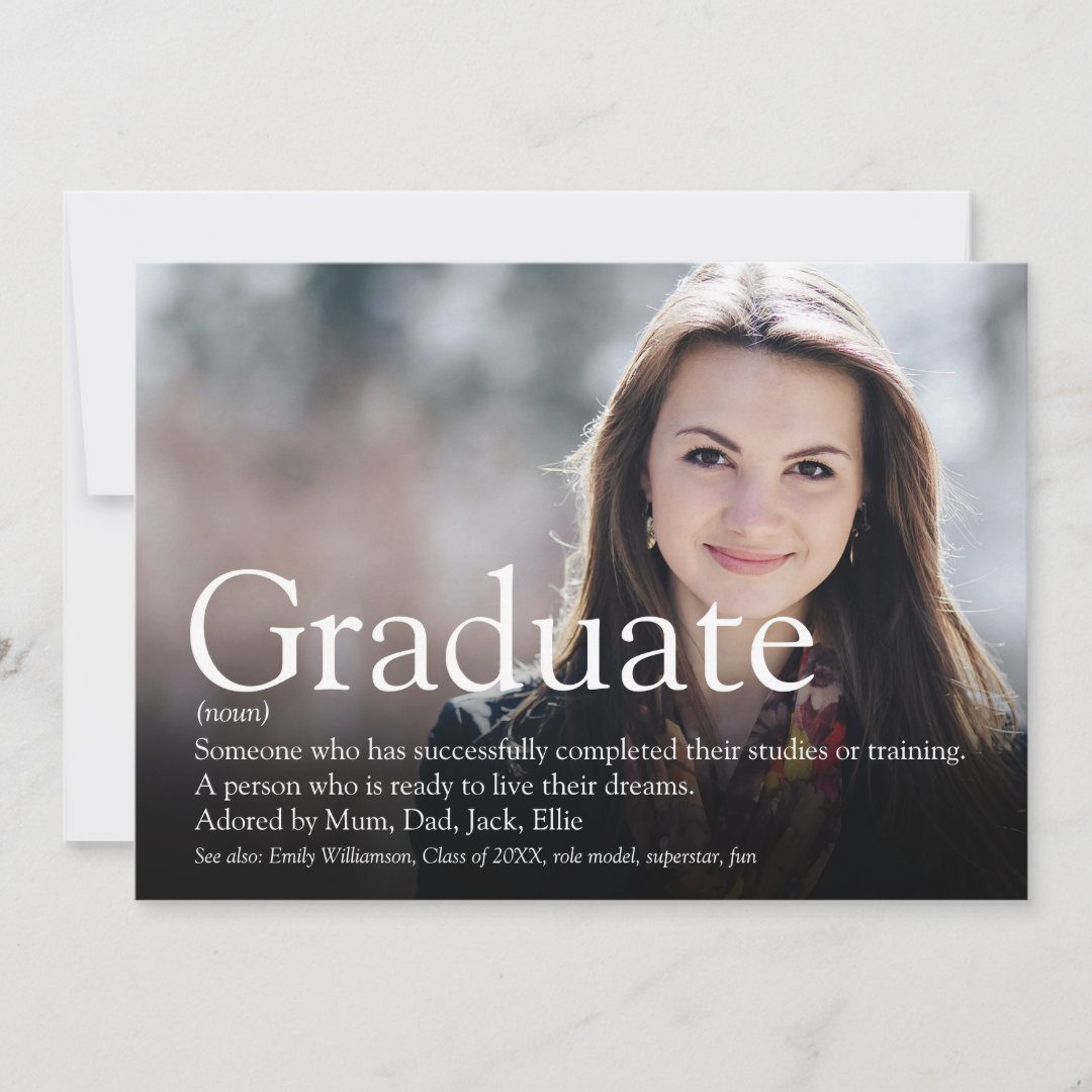 Modern Graduate Photo Definition Invitation Zazzle