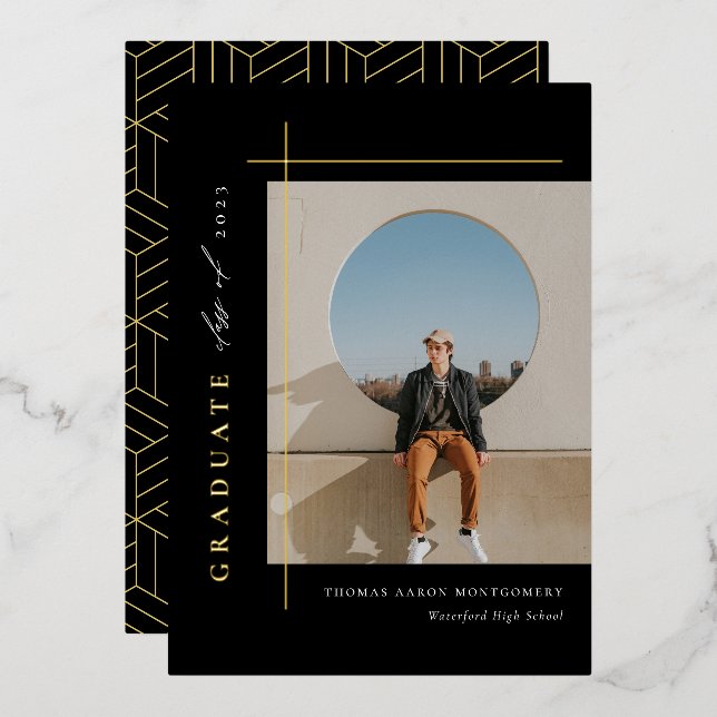 Modern Graduate Photo Foil Announcement  (Front/Back)