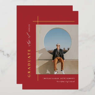 Modern Graduate Photo Foil Invitation