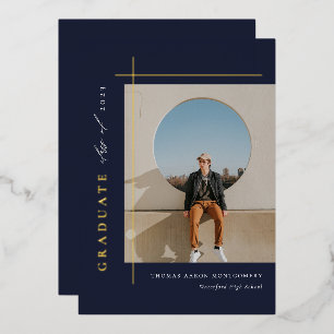 Modern Graduate Photo Foil Invitation