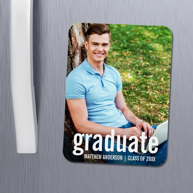 Modern Graduate Photo Graduation Magnet (Customize to change text size or text style.)