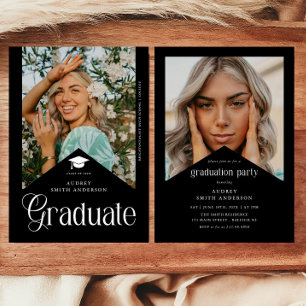 Modern Graduate Photo Graduation Party Ribbon Invitation