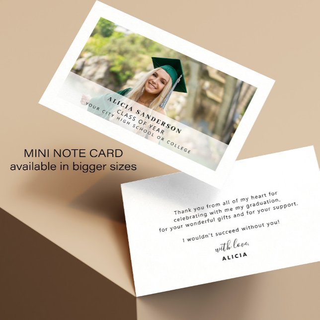 Modern graduate photo graduation thank you note card (Creator Uploaded)