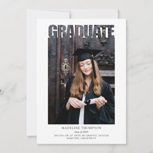 Modern Graduate Photo Graudation Invitation (Front)