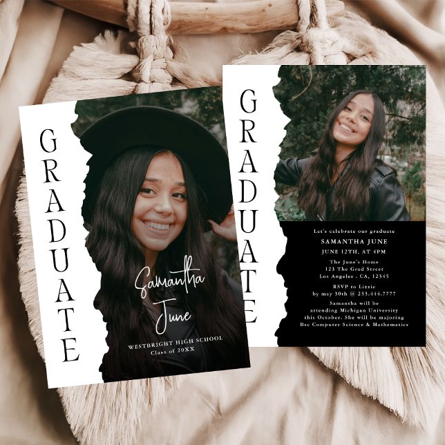 Modern Graduate Photo Magazine Graduation Party Invitation (Creator Uploaded)