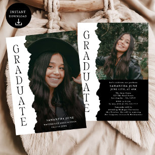 Modern Graduate Photo Magazine Graduation Party Invitation