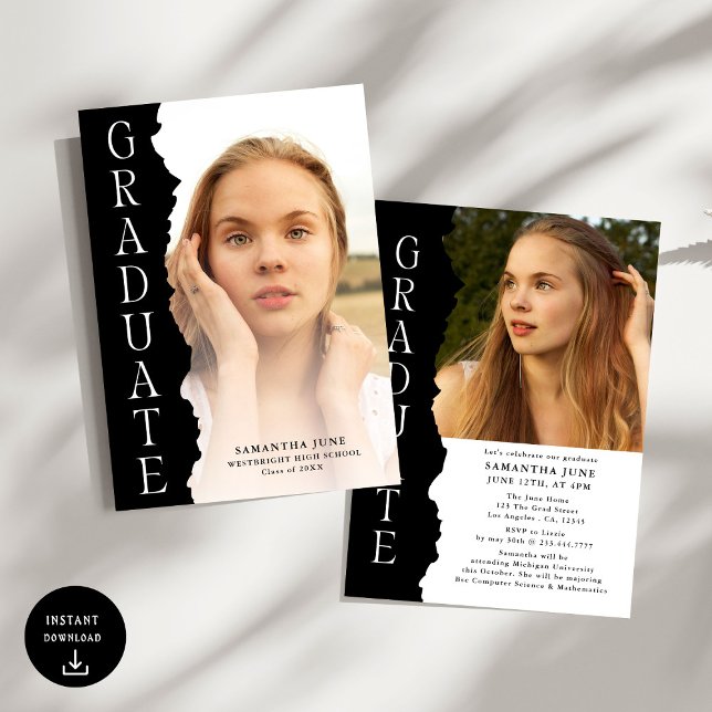 Modern Graduate Photo Magazine Graduation Party Invitation (Creator Uploaded)