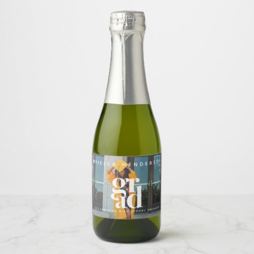 Modern Graduate Photo Mini Sparkling Wine Label