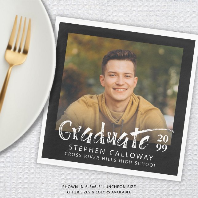Modern Graduate Photo Name Custom Color Napkins (Creator Uploaded)