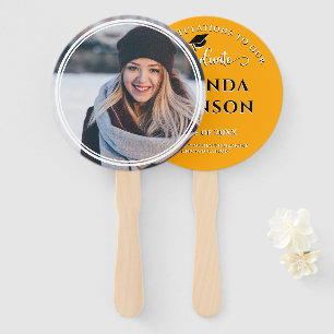 Modern Graduate Photo Orange Graduation Hand Fan