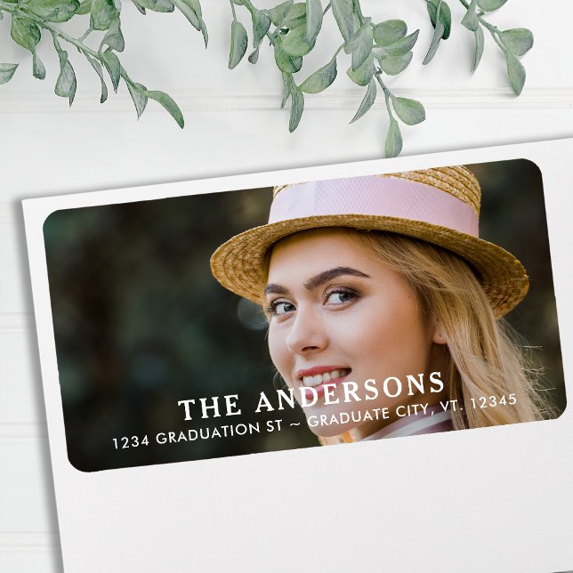 Modern Graduate Photo Personalized Return Address  Label (Creator Uploaded)