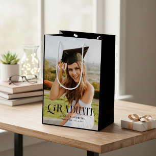 Modern Graduate Photo Script Graduation Medium Gift Bag