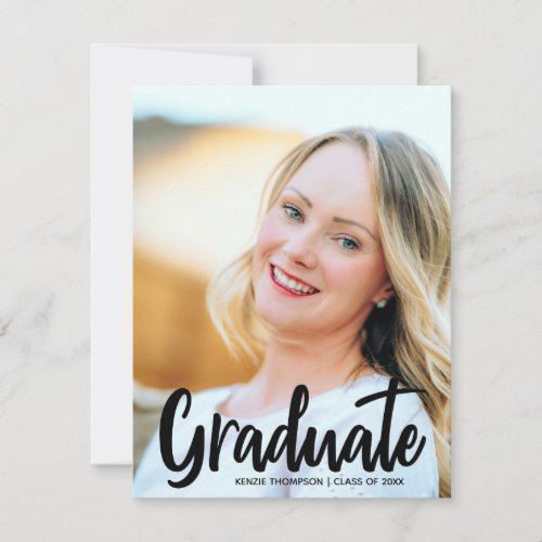 Modern Graduate Photo Simple Bold Script Overlay Announcement