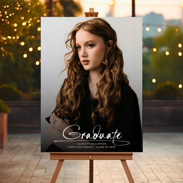 Modern Graduate Photo Simple Handwritten Script Foam Board | Zazzle