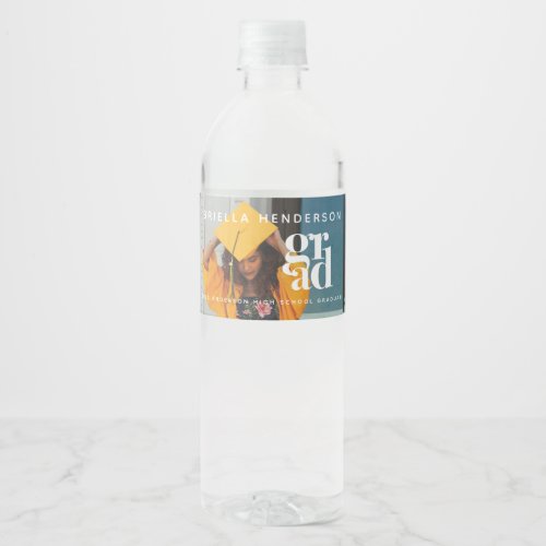 Modern Graduate Photo Water Bottle Label