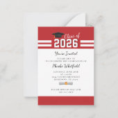 Modern Graduate Red White Simple Graduation Note Card (Front)