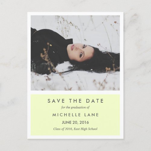 Modern Graduate Save The Date Yellow Photo Announcement Postcard
