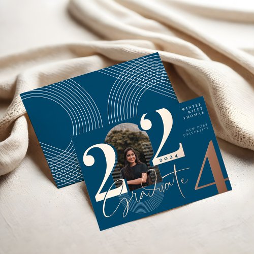 Modern Graduate Script 2022 Concentric Arch Photo Foil Invitation