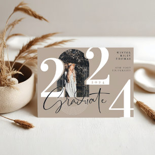 Modern Graduate Script 2022 Concentric Arch Photo Invitation