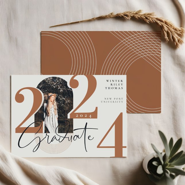 Modern Graduate Script 2024 Concentric Arch Photo Invitation (Modern Graduate Script 2022 Concentric Arch Photo Invitation)