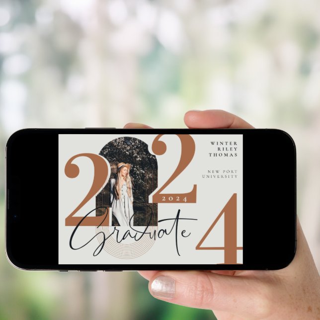 Modern Graduate Script 2024 Concentric Arch Photo Invitation (Front Digital)