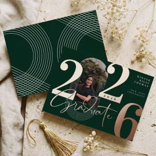 Modern Graduate Script 2026 Concentric Arch Photo Foil Invitation