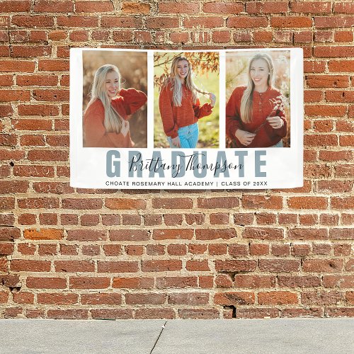 Modern Graduate Script 3 Photo Collage Graduation Banner