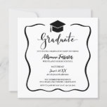 Modern Graduate Script Casual Grad Hat Invitation