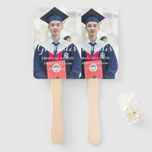 Modern Graduate Script Classic Photo Preppy Hand Fan