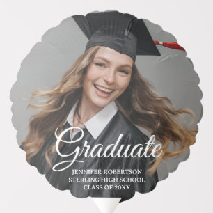 Modern Graduate Script Classic Simple Custom Photo Balloon
