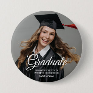 Modern Graduate Script Classic Simple Custom Photo Button