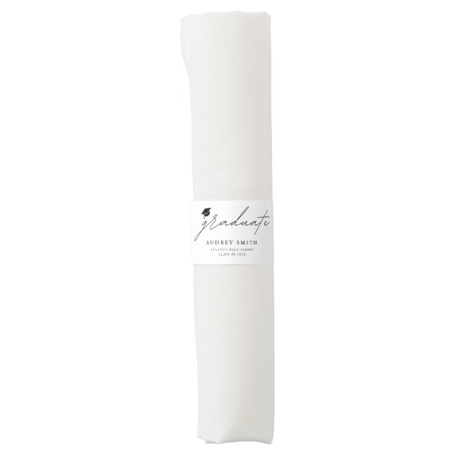 Modern Graduate Script Graduation Hat Napkin Bands (Front)