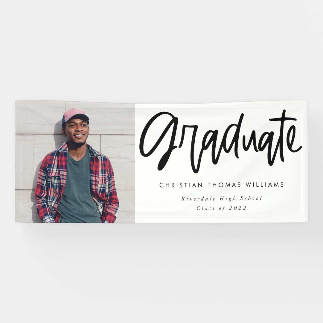 Modern Graduate Script Photo Banner | Zazzle