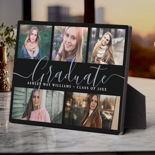 Modern Graduate Script Photo Collage Keepsake Plaque