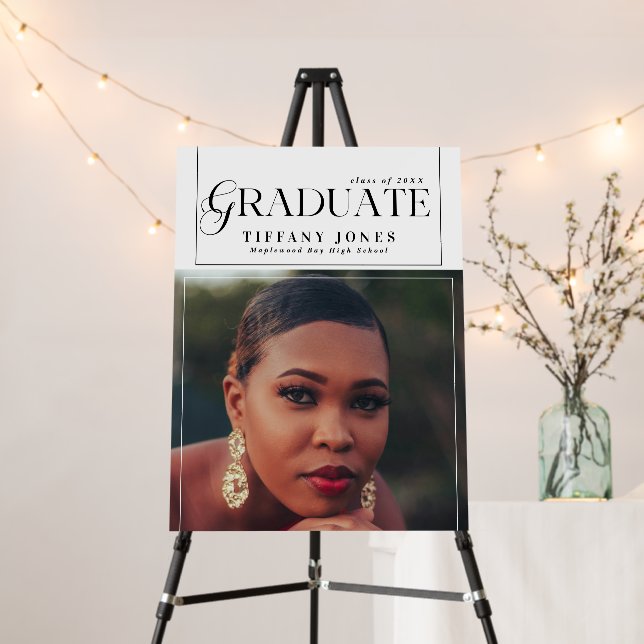 Modern Graduate Script Photo Graduation Party  Foam Board (In Situ (Stand))