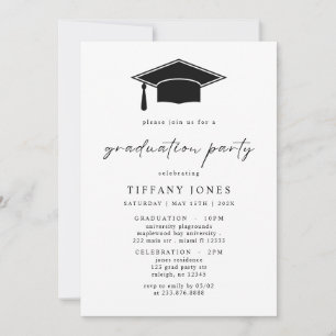 Modern Graduate Script Photo  Graduation Party  Invitation