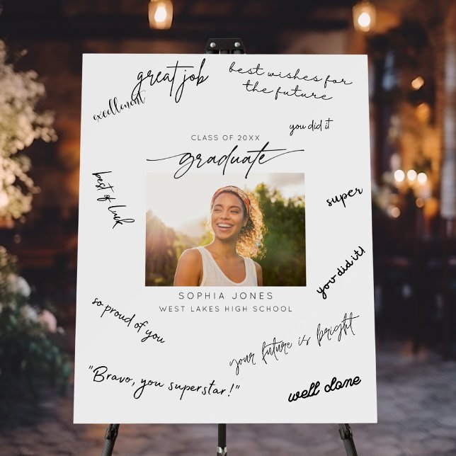 Modern Graduate Script Photo Guest Signature Foam Board (Creator Uploaded)